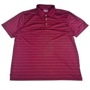 Grand Slam Performance Mens XXL Burgundy Striped Golf Polo Shirt Short Sleeve